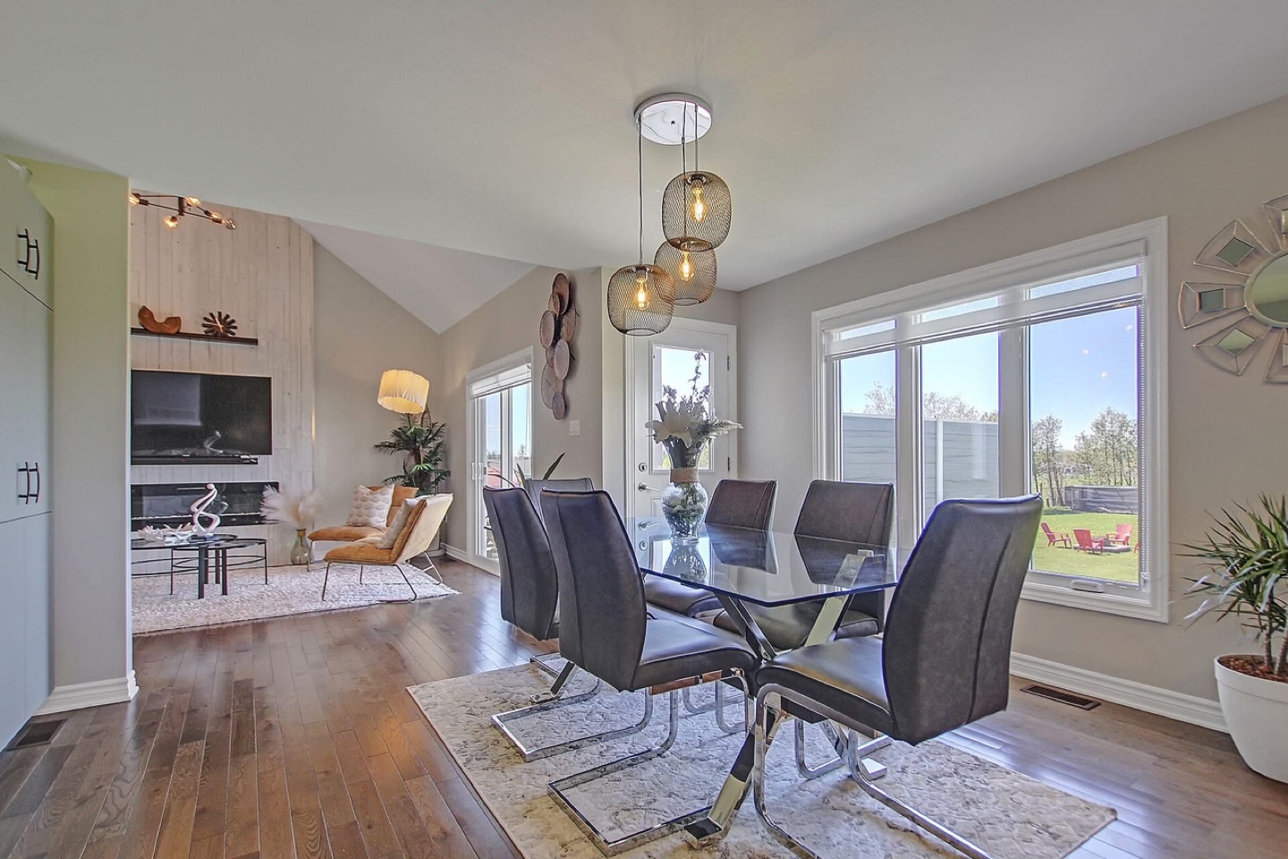 Modern Glass Dining Table with Six Chairs