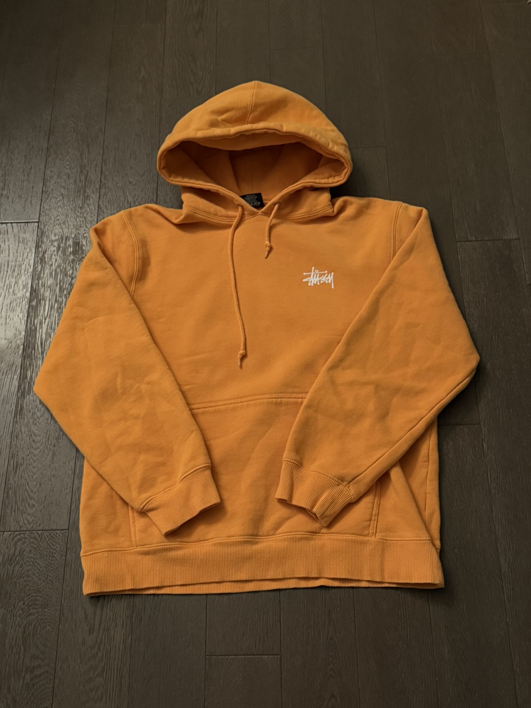 Authenticated Stüssy Orange Hoodie Size Large