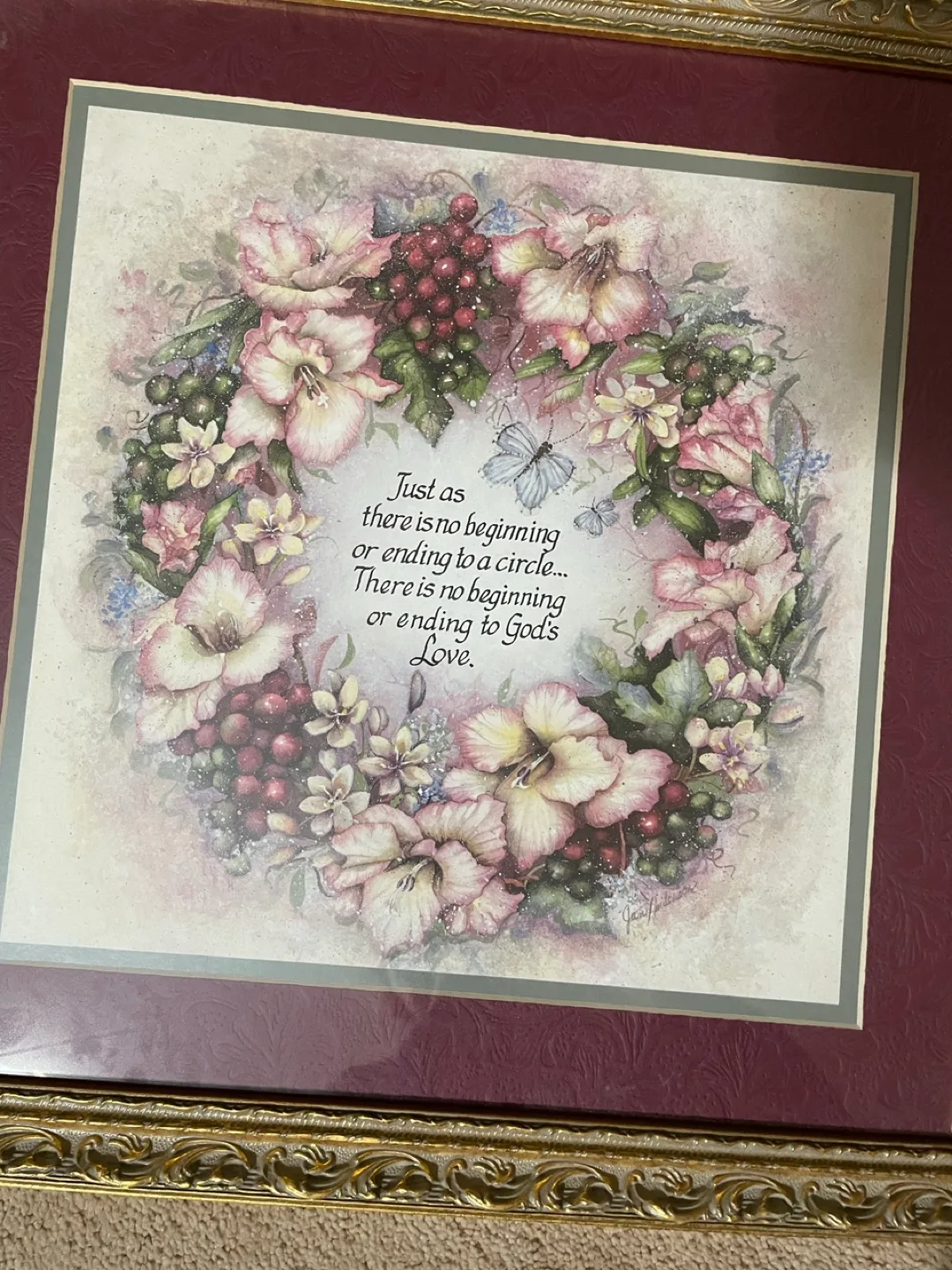 Framed Floral Art Print with Inspirational Quote thumbnail