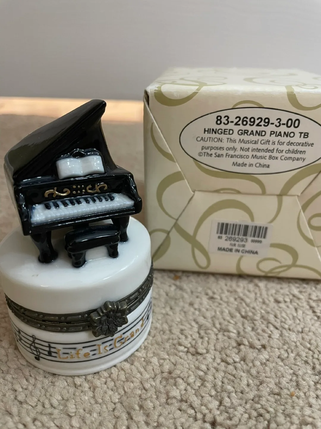 Vintage Hinged Grand Piano Trinket Box thumbnail
