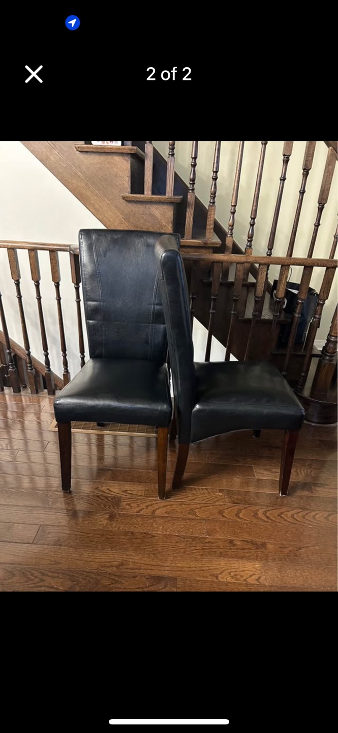 6 Black Faux Leather Dining Chairs - photo 2