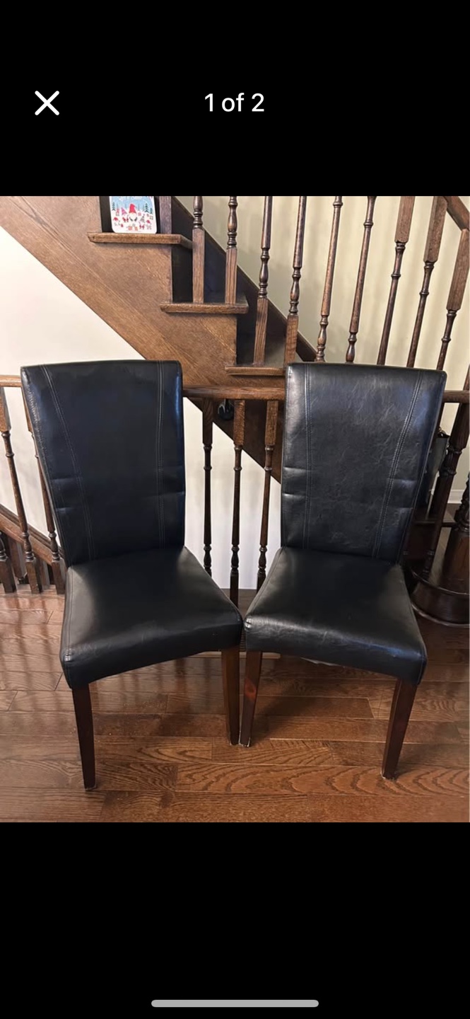 6 Black Faux Leather Dining Chairs