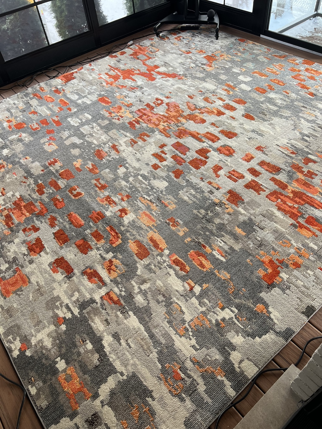 Modern Abstract Area Rug - Orange, Grey & Teal - photo 2