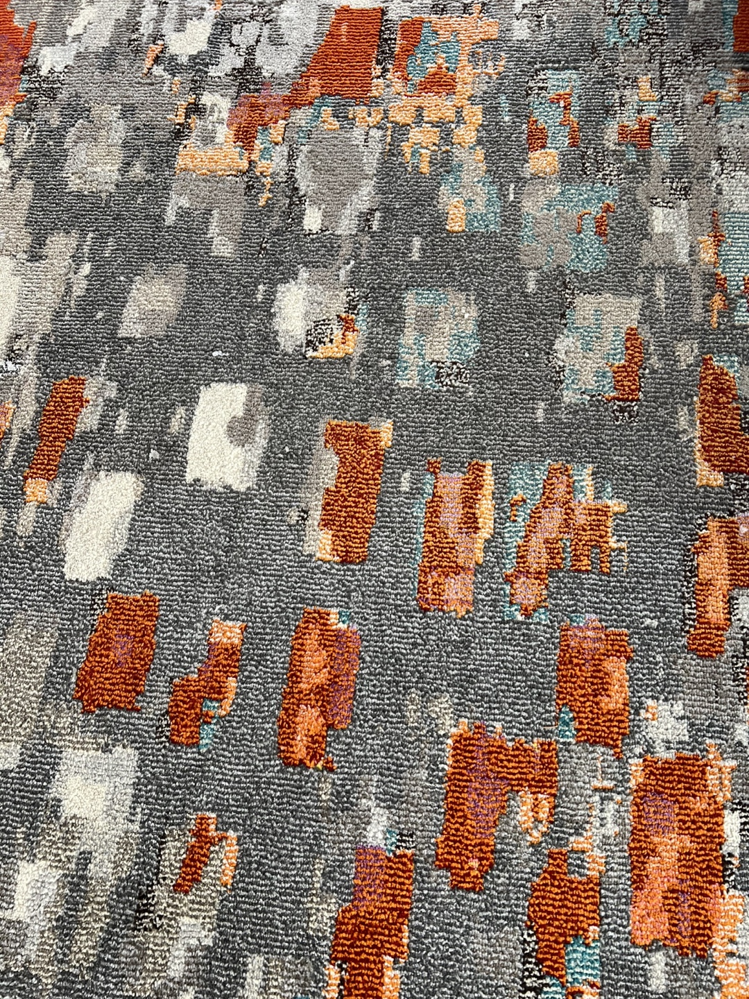 Modern Abstract Area Rug - Orange, Grey & Teal - photo 5