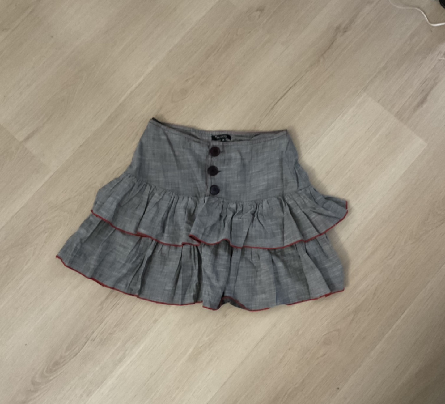 Grey Ruffled Mini Skirt