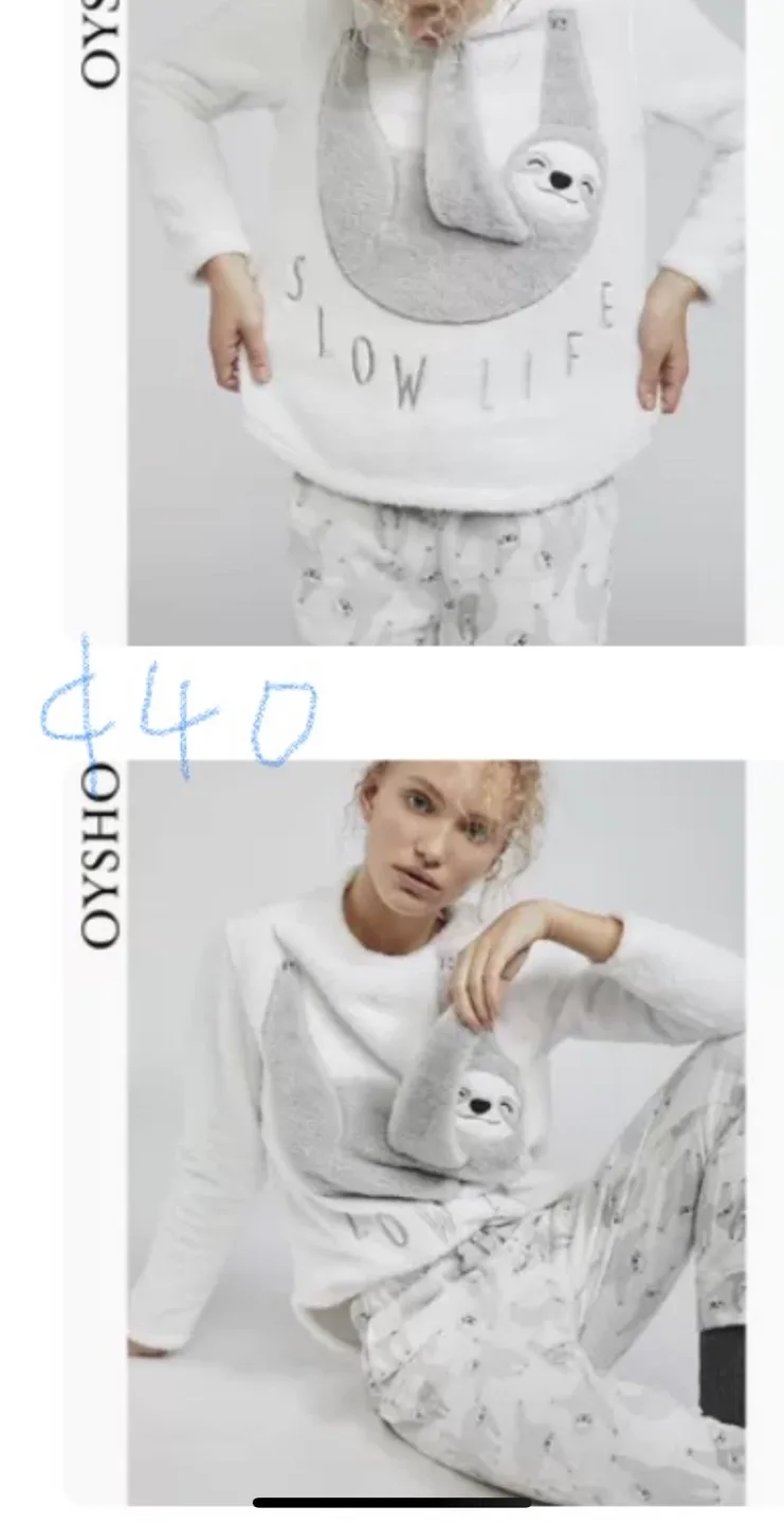 Oysho Sloth-themed Loungewear Set thumbnail