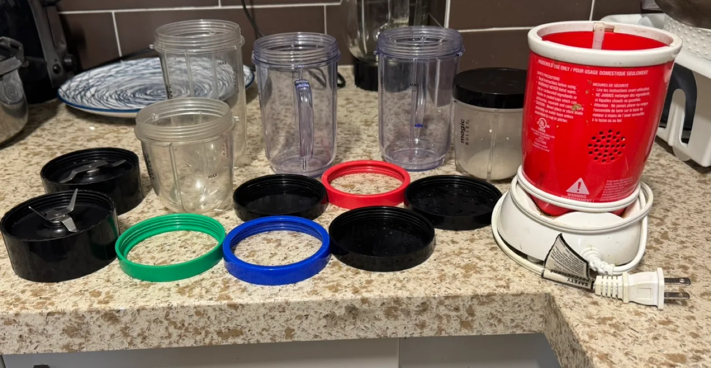 Magic Bullet Blender Cups and Blades with blender machine thumbnail