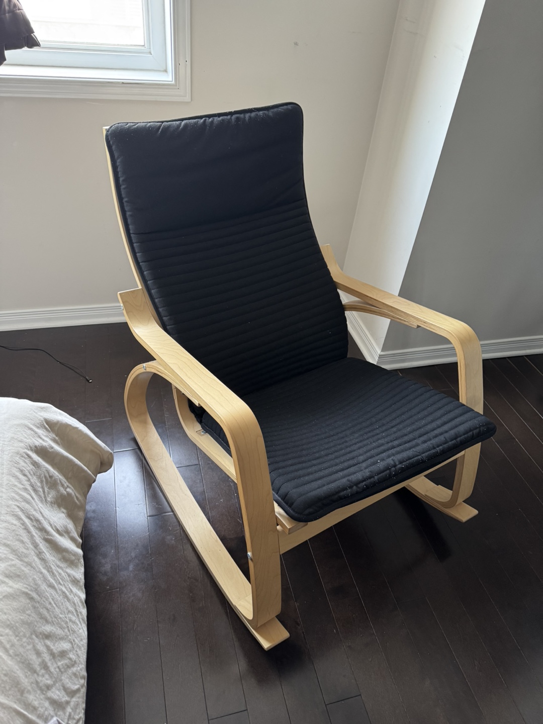 IKEA STRANDMON Rocking Chair with Black Cushion