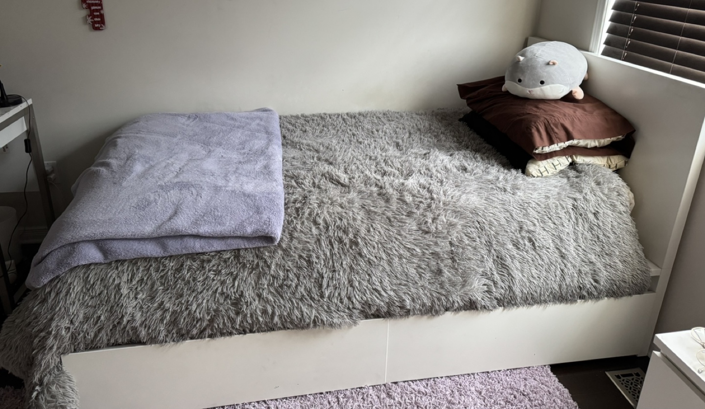 IKEA Malm White Platform Bed Frame Two Drawer storage