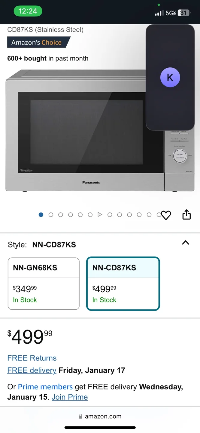 Panasonic NN-CD87KS 4-in-1 Convection/Broil Microwave Oven image indicator(3)