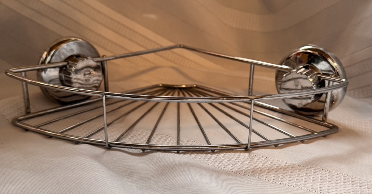 Corner Shower Caddy - Chrome Shelf with Suction Cups