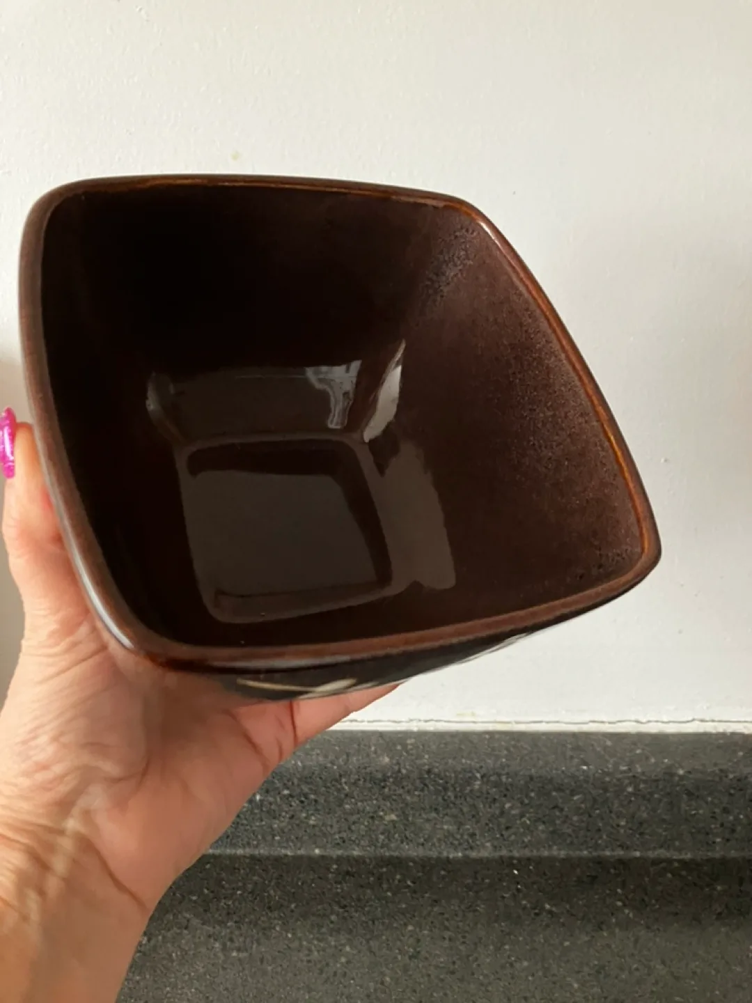 Set of Three Square Brown Bowls with Floral Design image indicator(3)