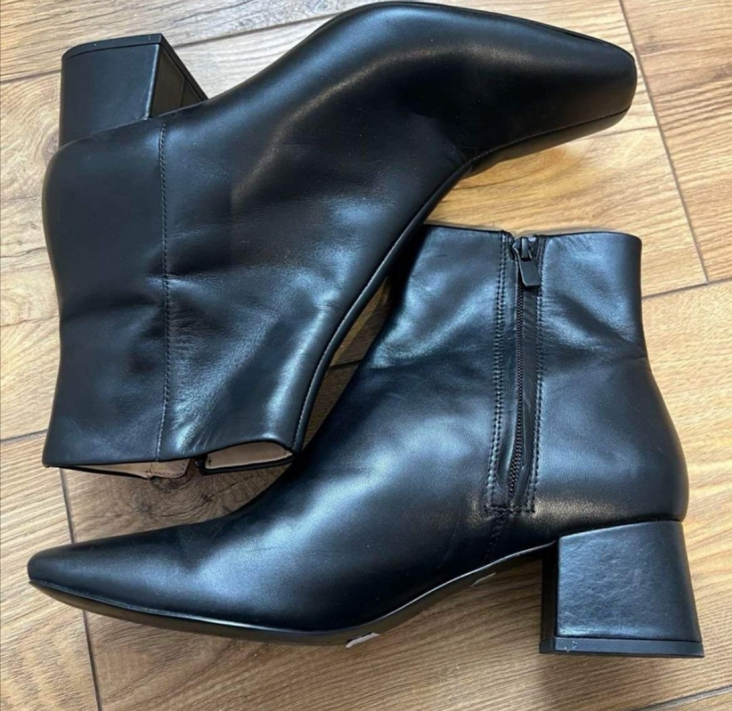 New Black Leather Ankle Boots - Size 10.5