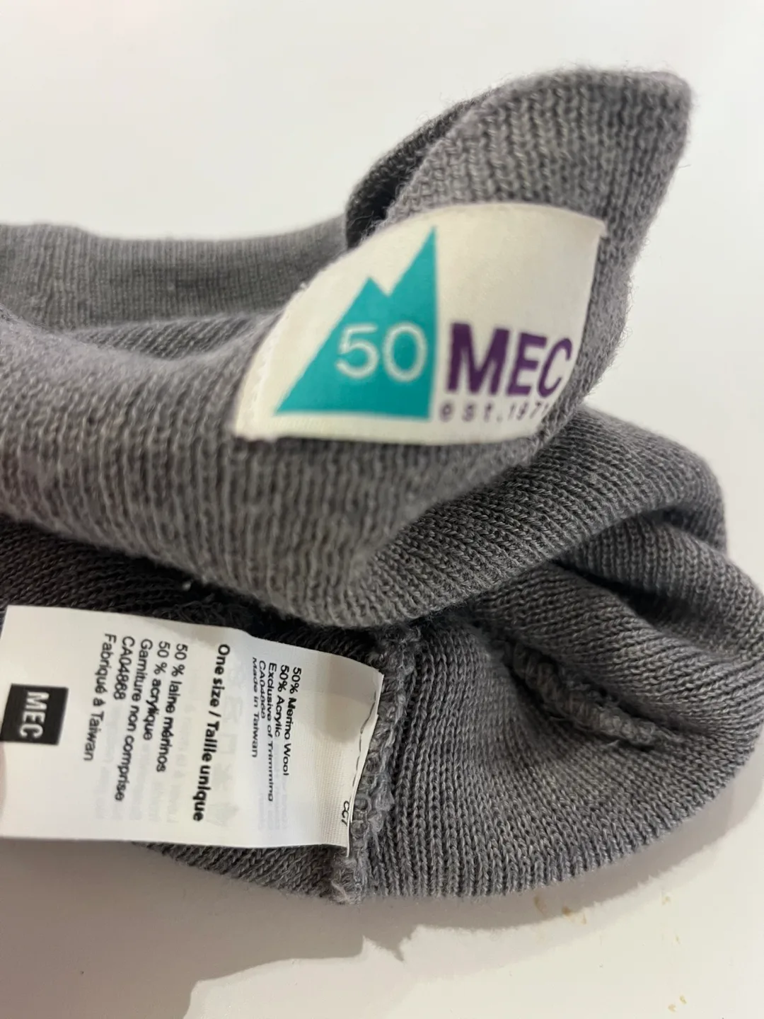 Vintage MEC 50 Grey Beanie Mountain equipment coop tnf acg image indicator(3)