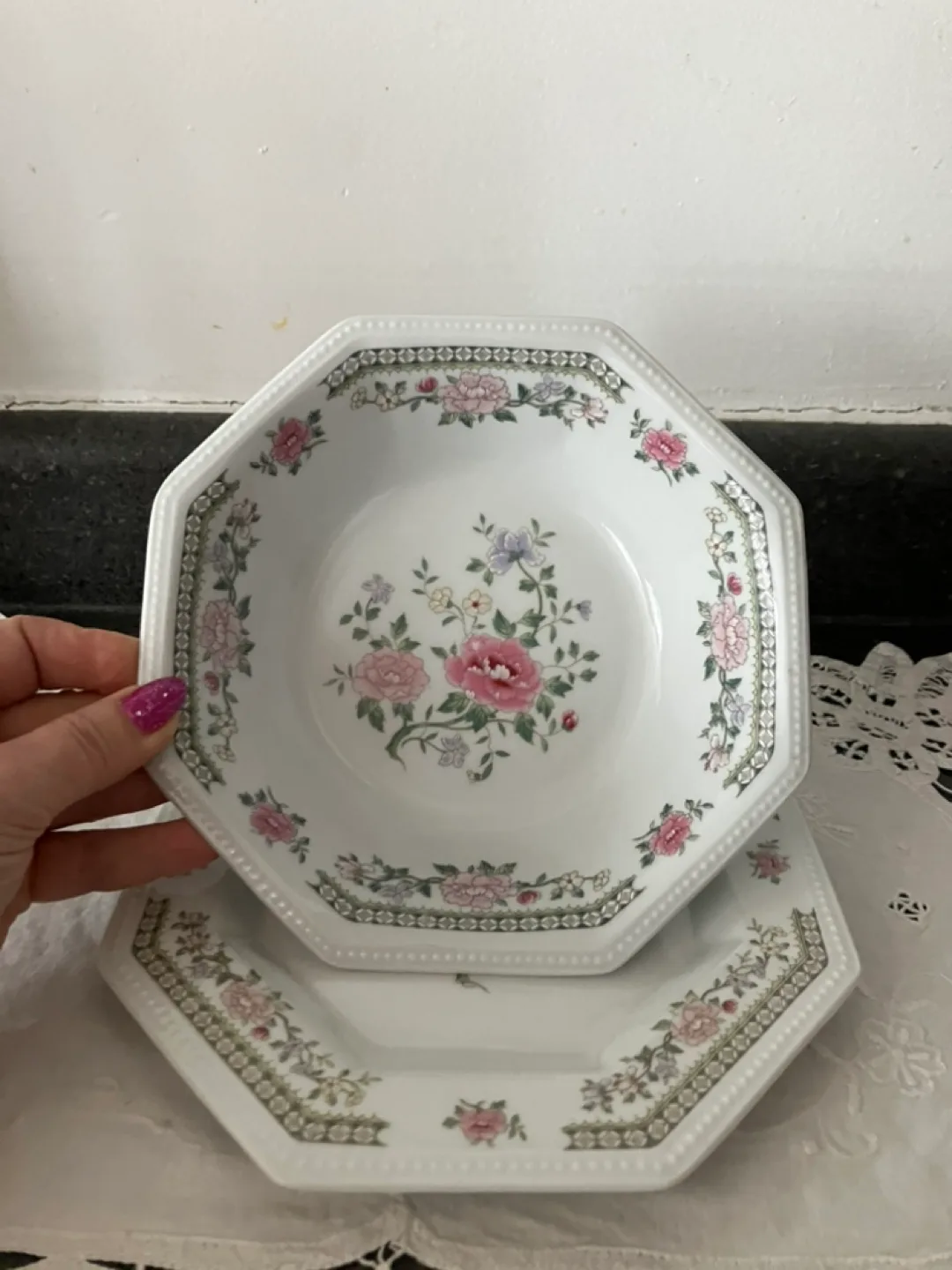 Vintage Octagonal Dinner Plates Set image indicator(4)