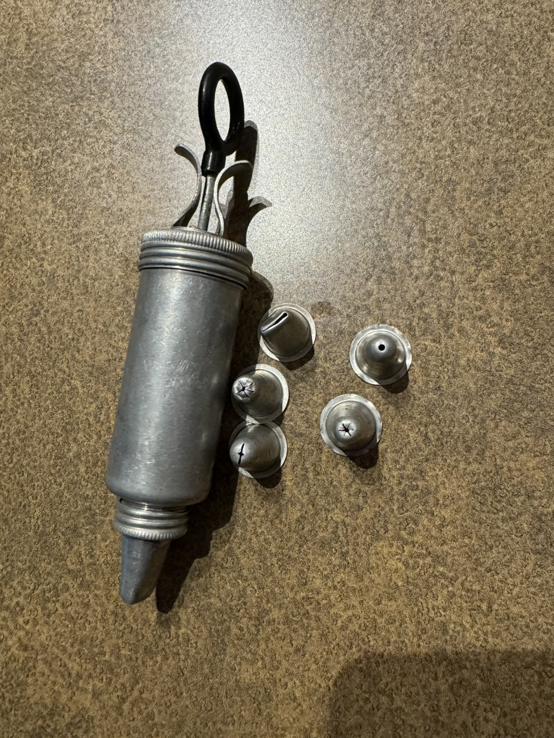 Vintage Metal Cake Decorating Syringe with Tips
