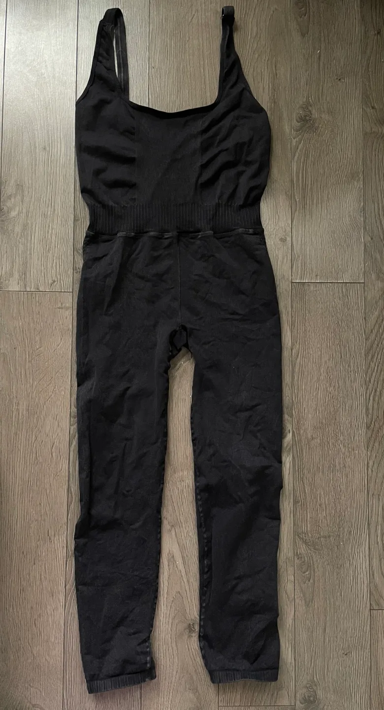 Free People Black Seamless Jumpsuit - Size M/L thumbnail