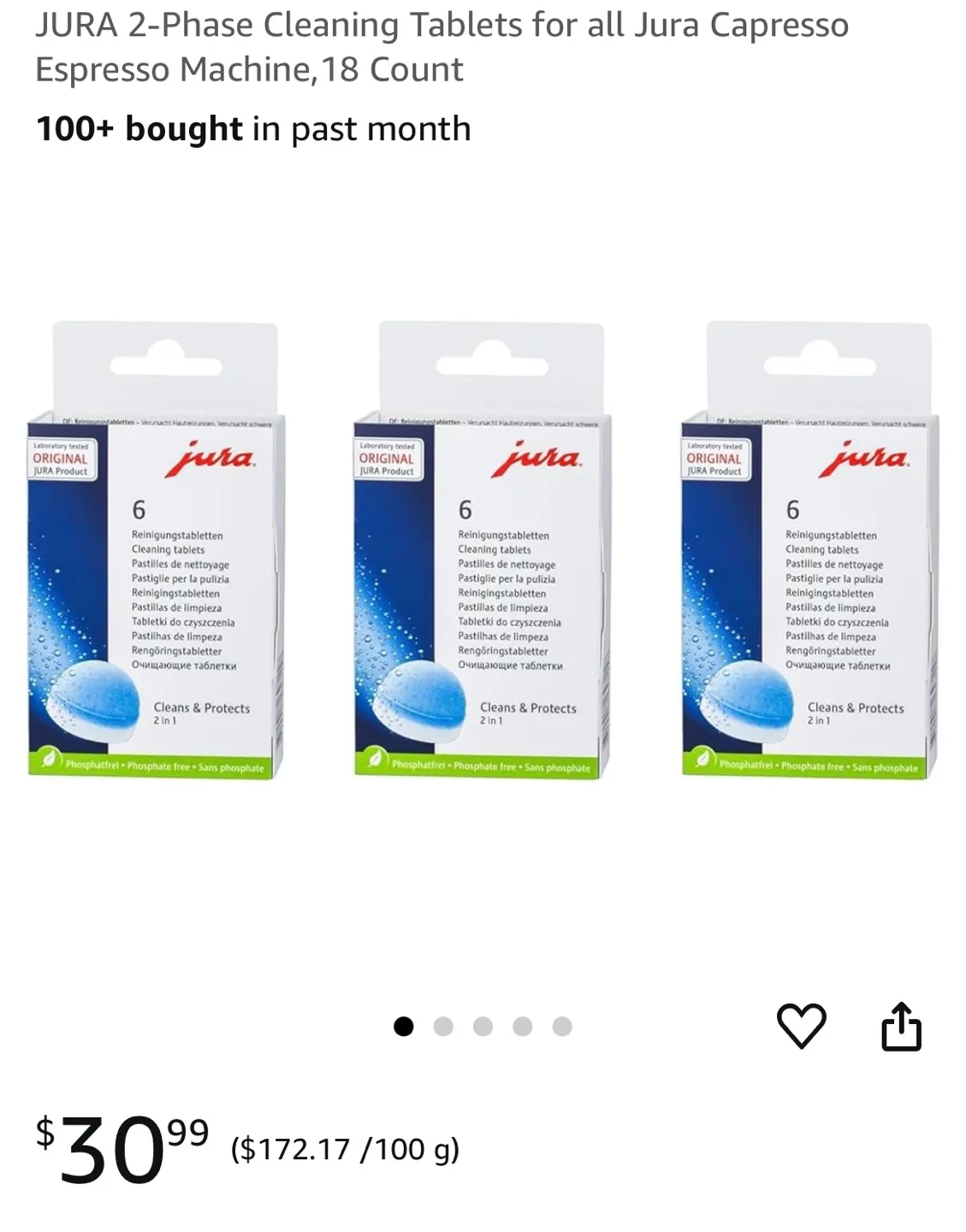 JURA 2-Phase Cleaning Tablets for Espresso Machine image indicator(5)