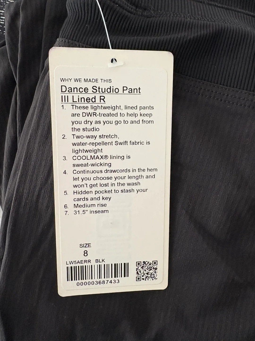 Lululemon Dance Studio Pant III Lined - Size 8 - Black image indicator(2)