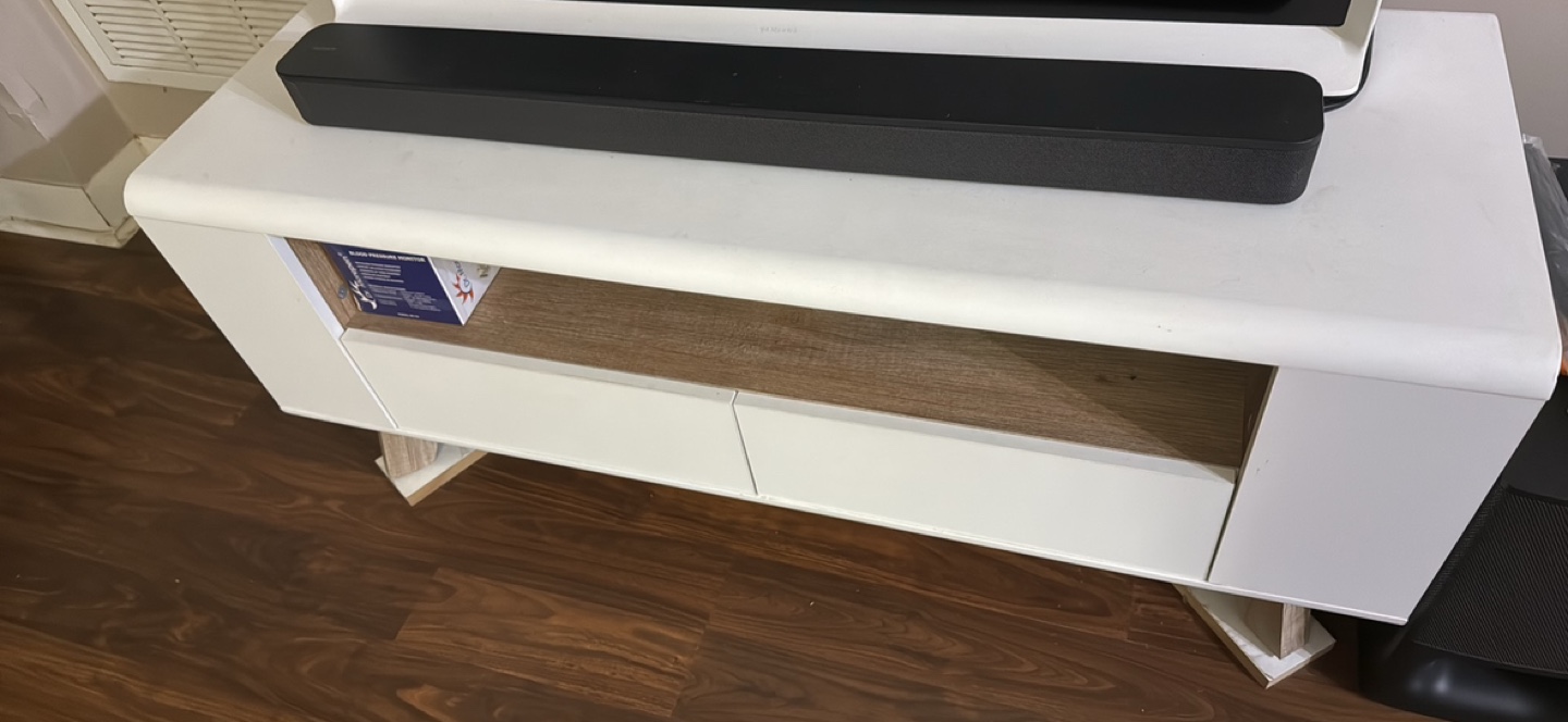 Modern White TV Stand with Two Drawers - photo 4