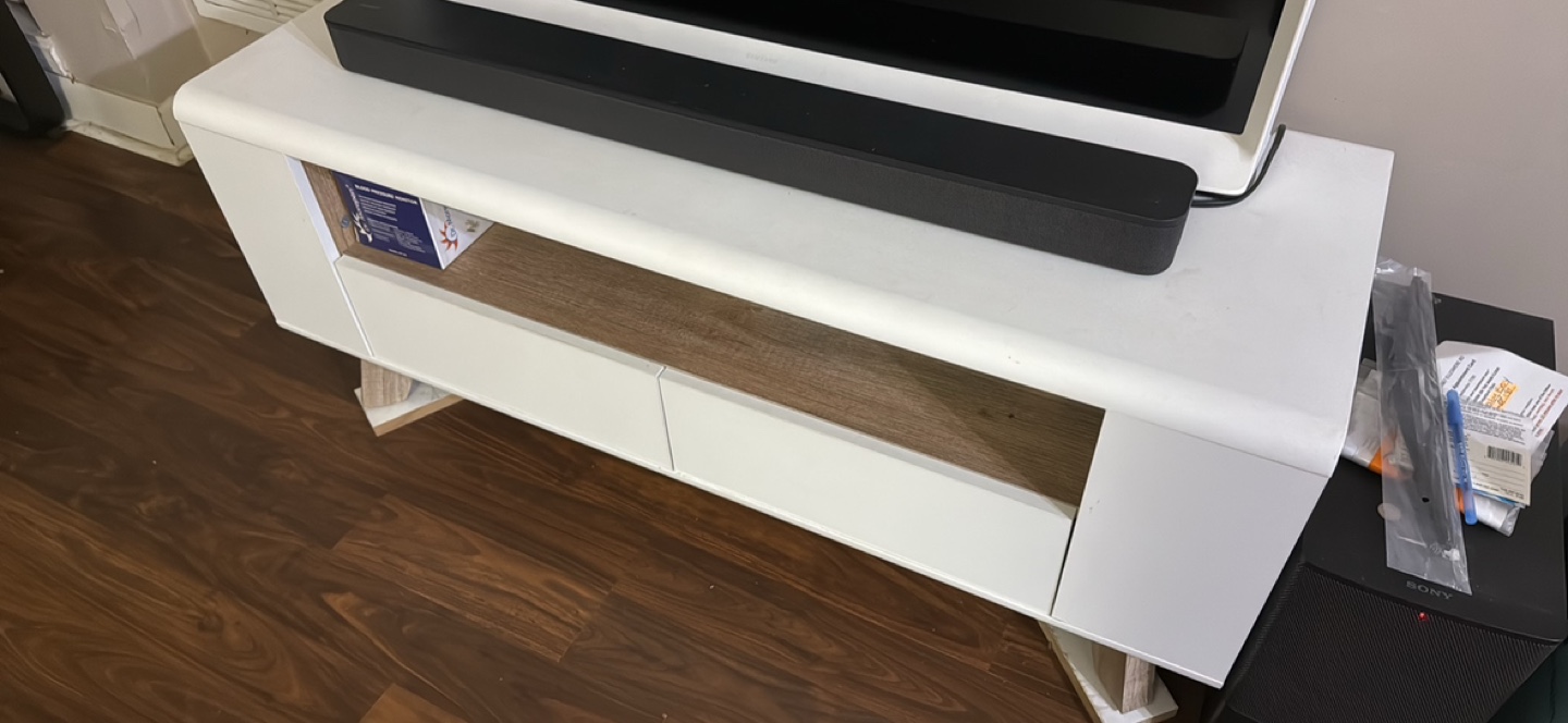 Modern White TV Stand with Two Drawers - photo 5