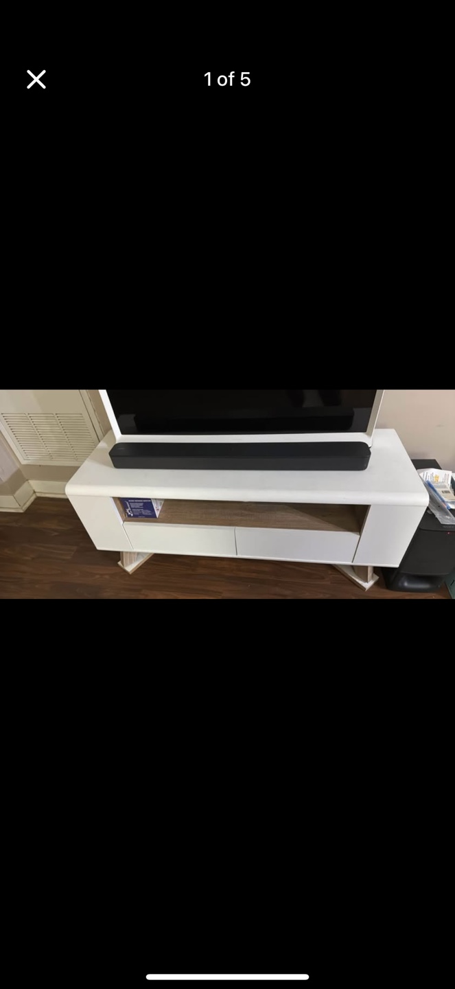 Modern White TV Stand with Two Drawers - photo 2
