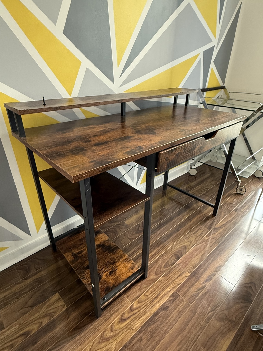Rustic Brown Computer Desk with Storage