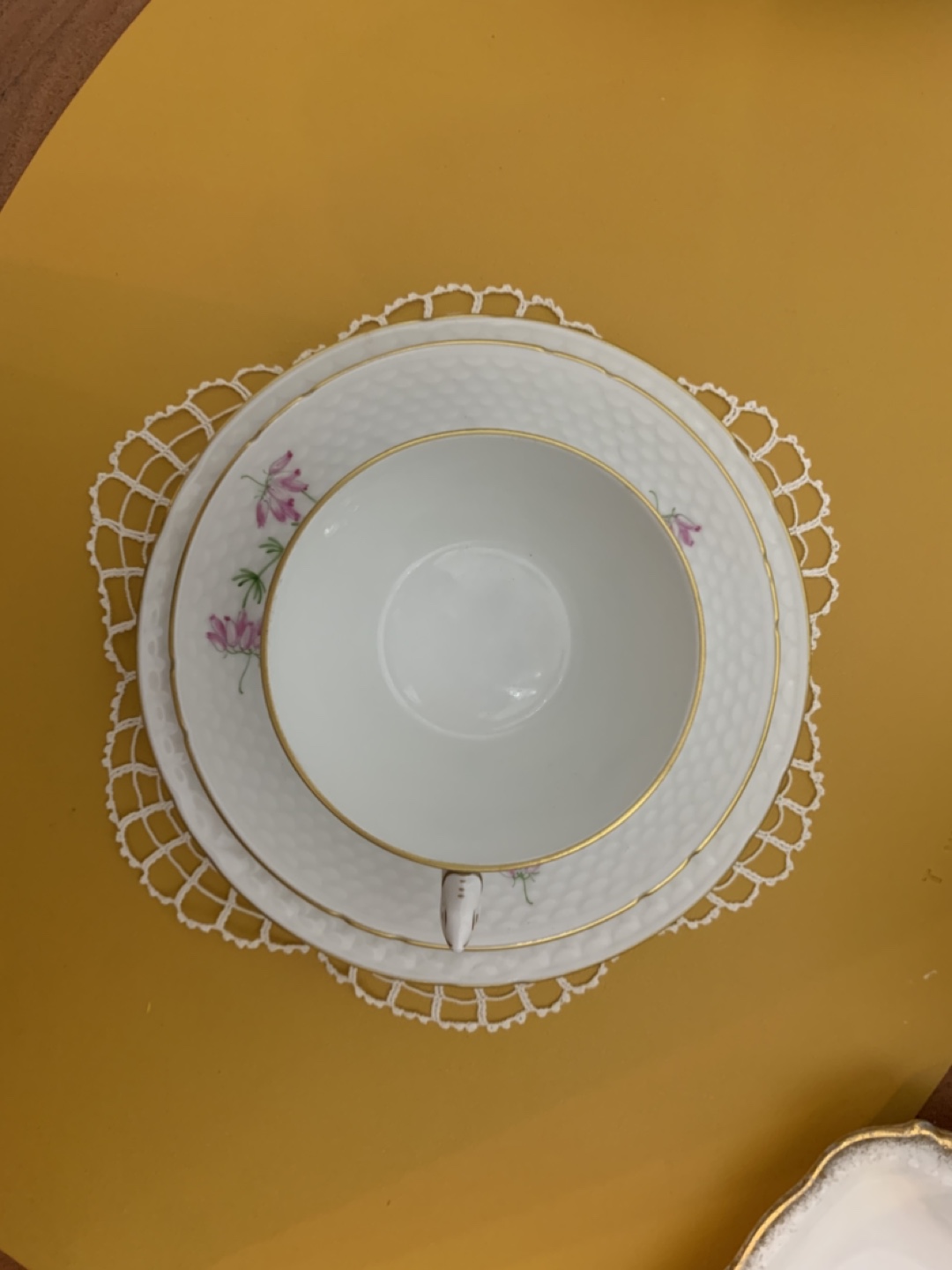 Vintage Porcelain Teacup, Saucer and Plate Set - Floral Design - photo 3