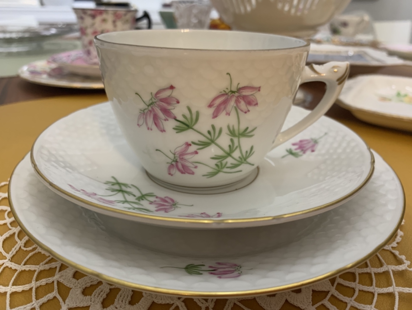 Vintage Porcelain Teacup, Saucer and Plate Set - Floral Design - photo 2