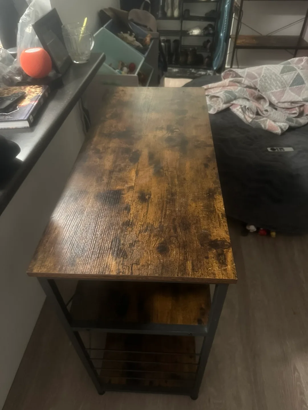 Rustic Brown Storage Rack with Metal Frame image indicator(2)