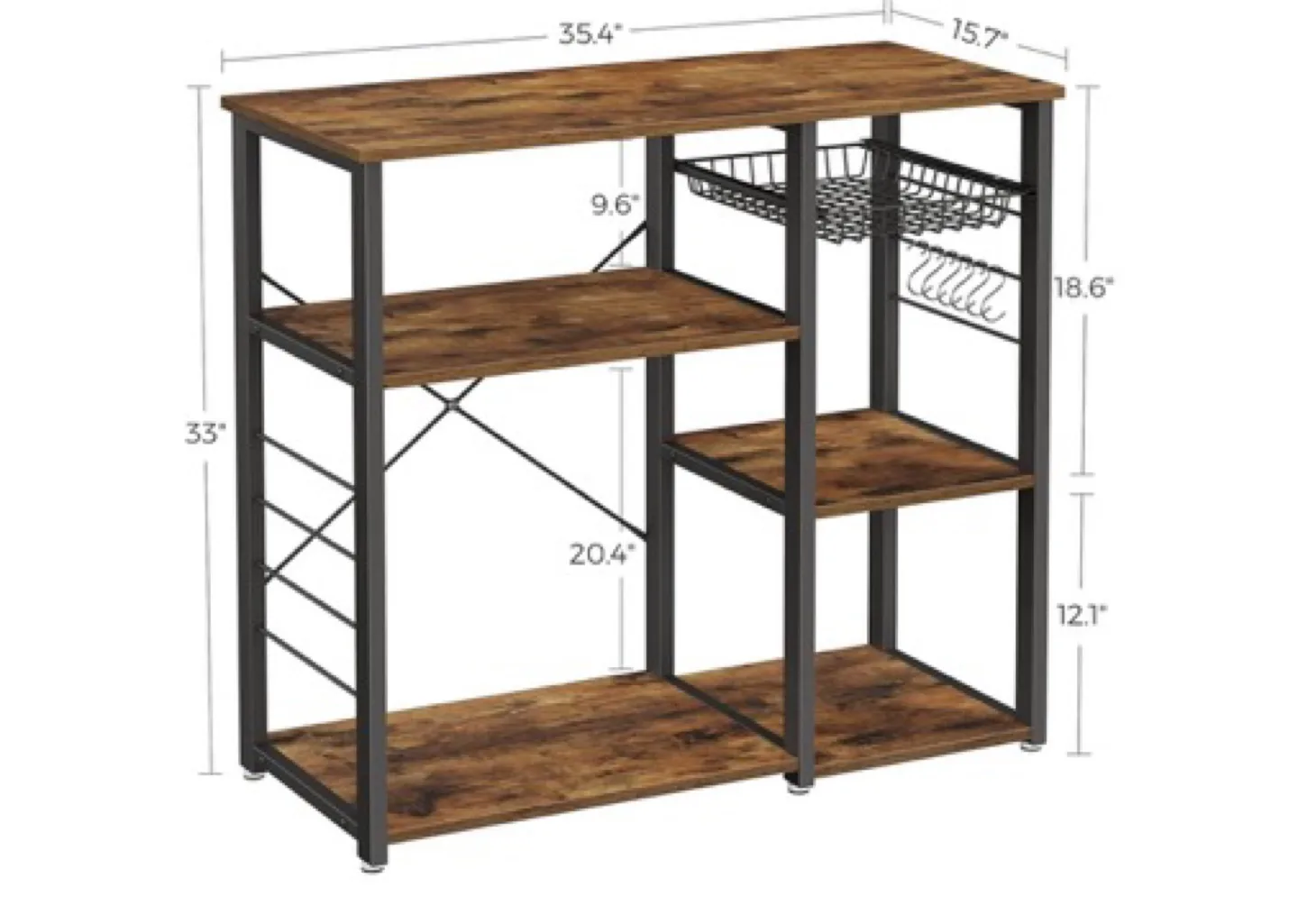 Rustic Brown Storage Rack with Metal Frame image indicator(7)