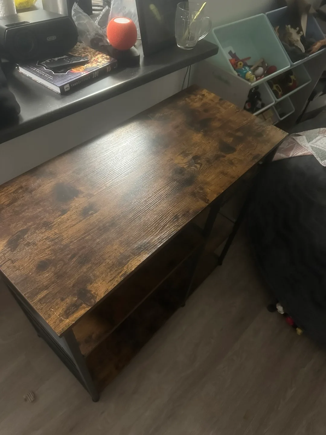 Rustic Brown Storage Rack with Metal Frame image indicator(5)