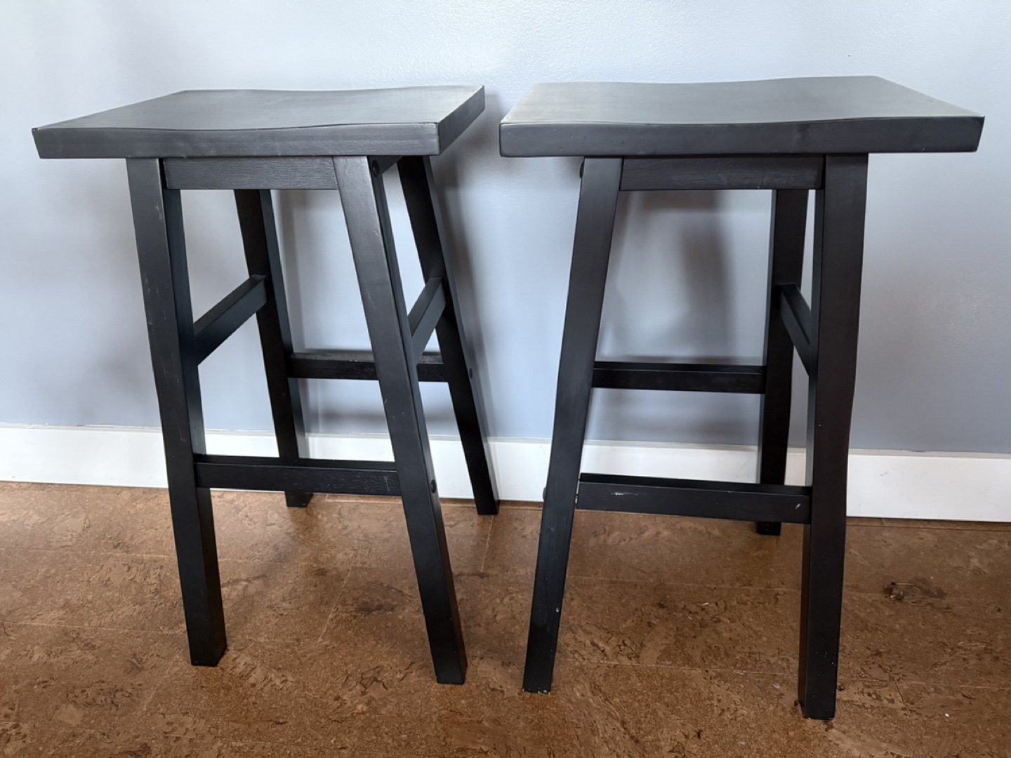 Pair of Black Wooden Stools