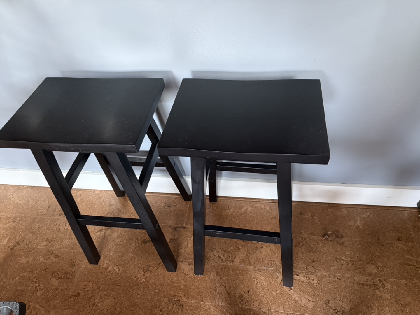 Pair of Black Wooden Stools - photo 2