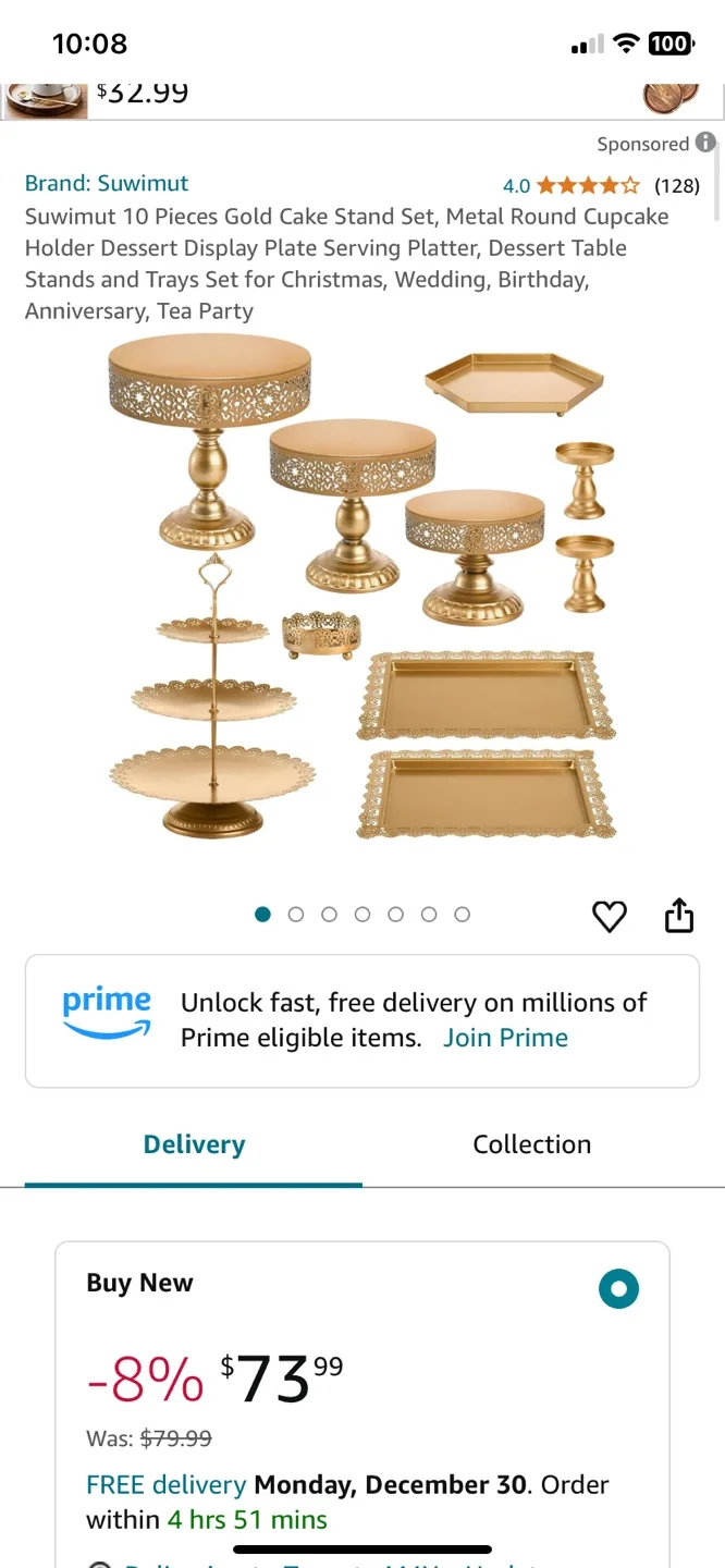 Suwimut 10-Piece Gold Cake Stand Set thumbnail