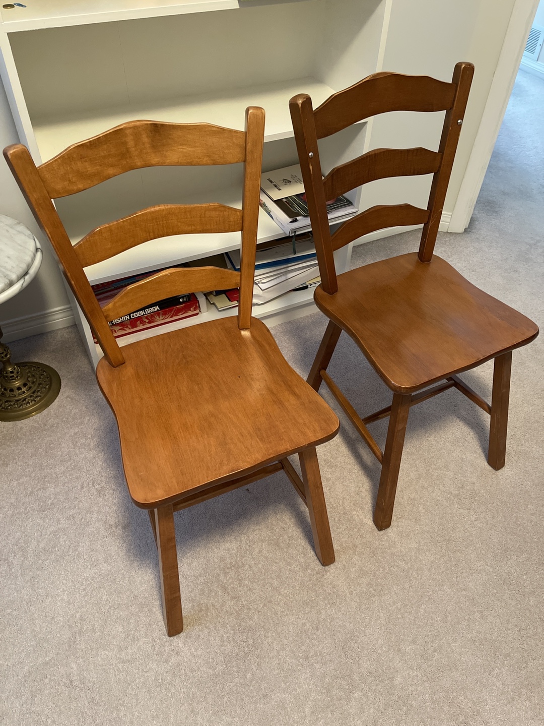 Pair of Wooden Ladderback Chairs