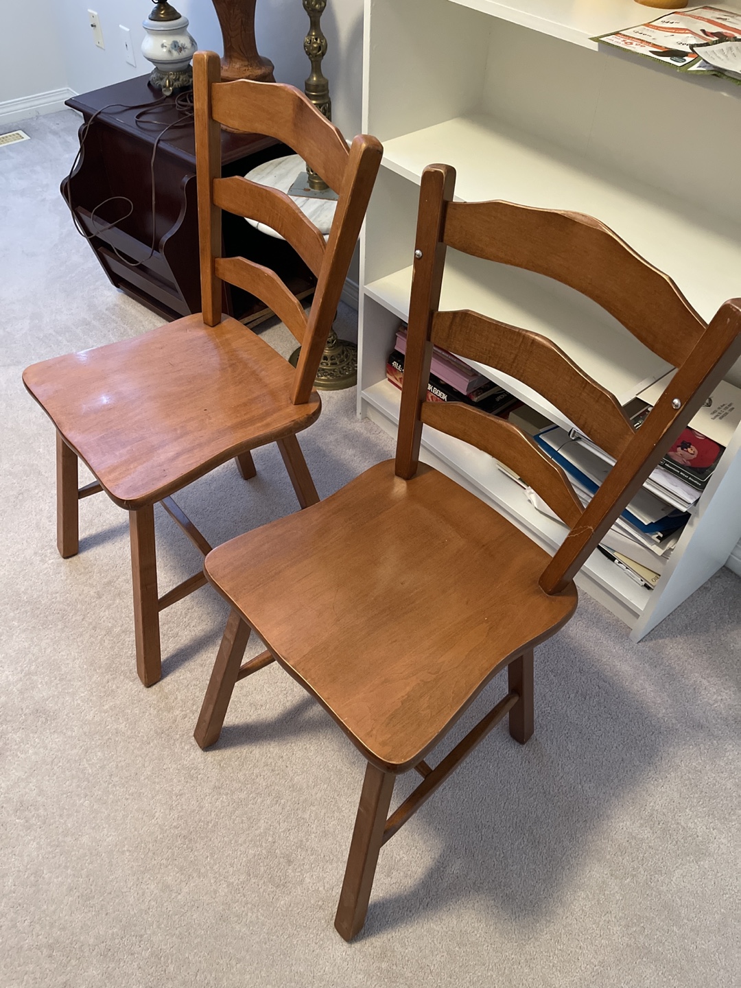 Pair of Wooden Ladderback Chairs - photo 2