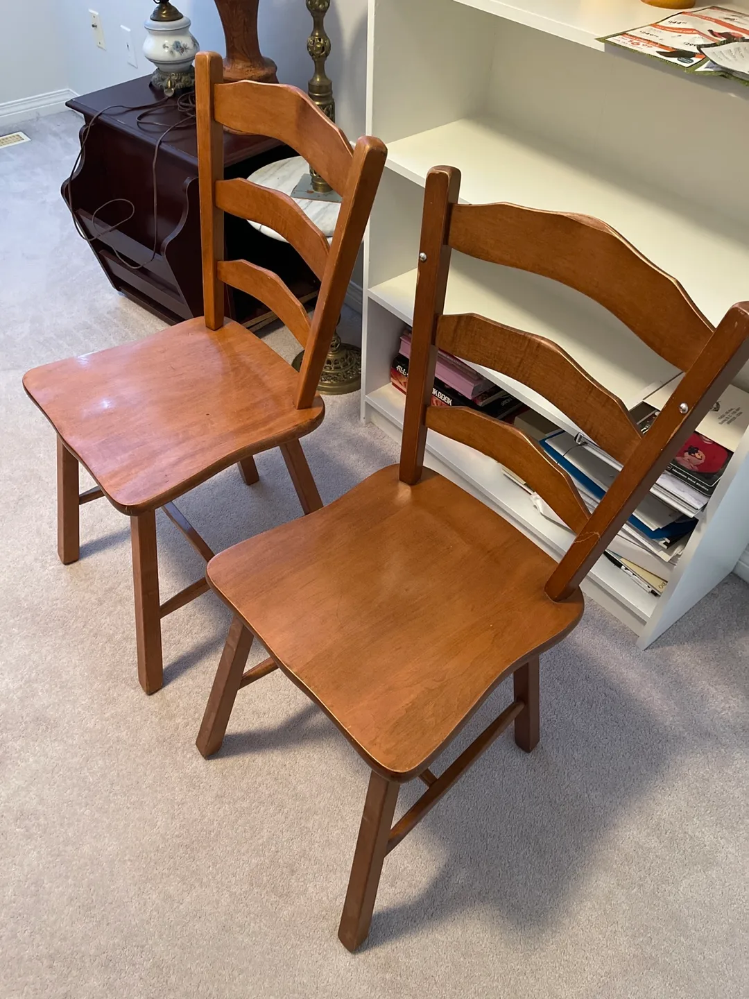 Pair of Wooden Ladderback Chairs image indicator(2)