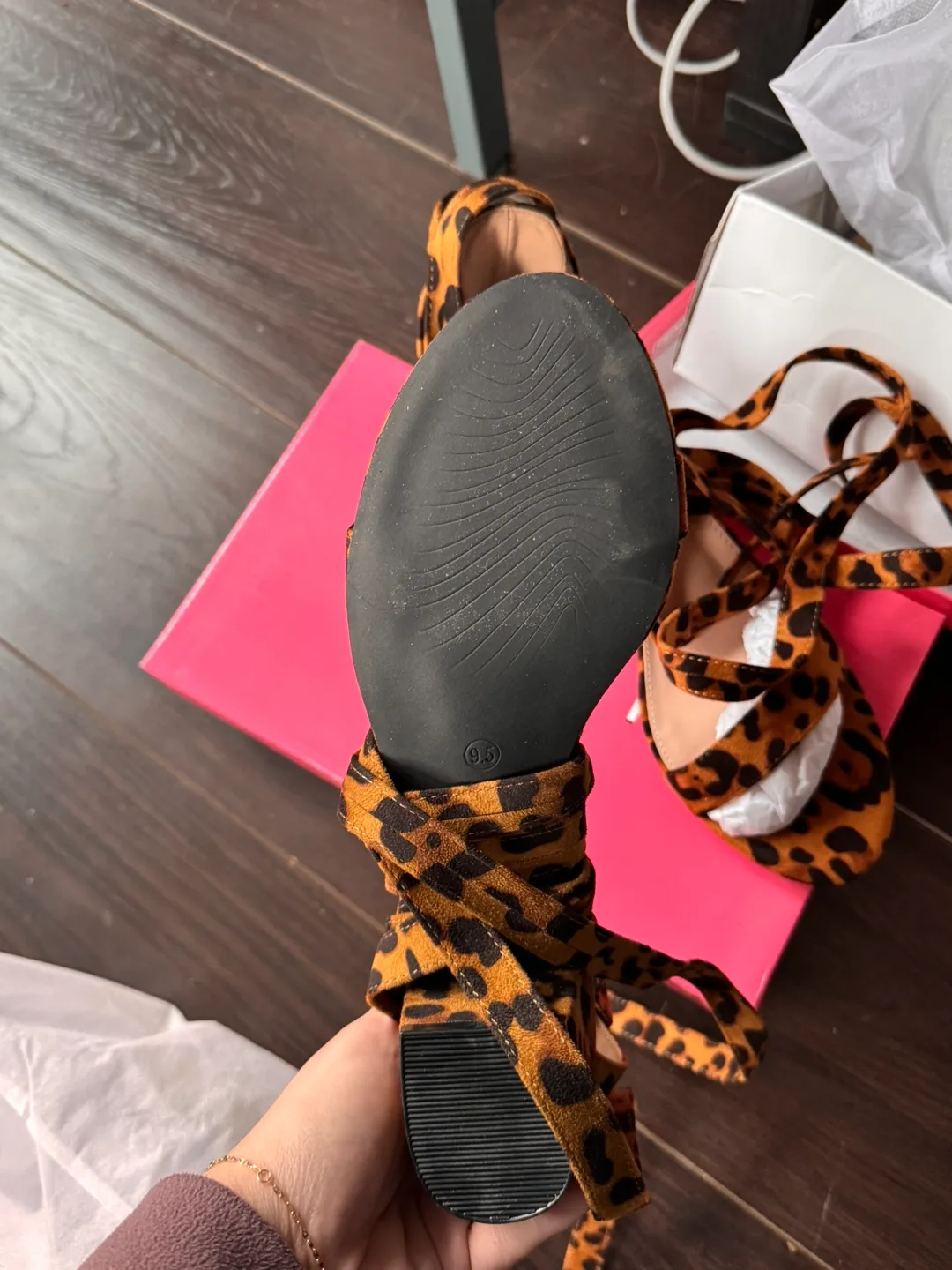 Leopard Print Lace-Up Sandals image indicator(3)