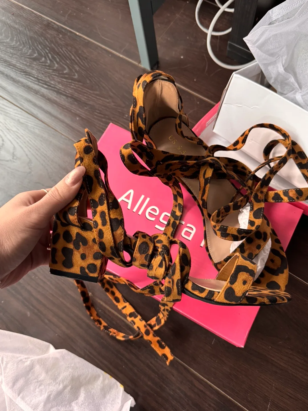 Leopard Print Lace-Up Sandals image indicator(2)