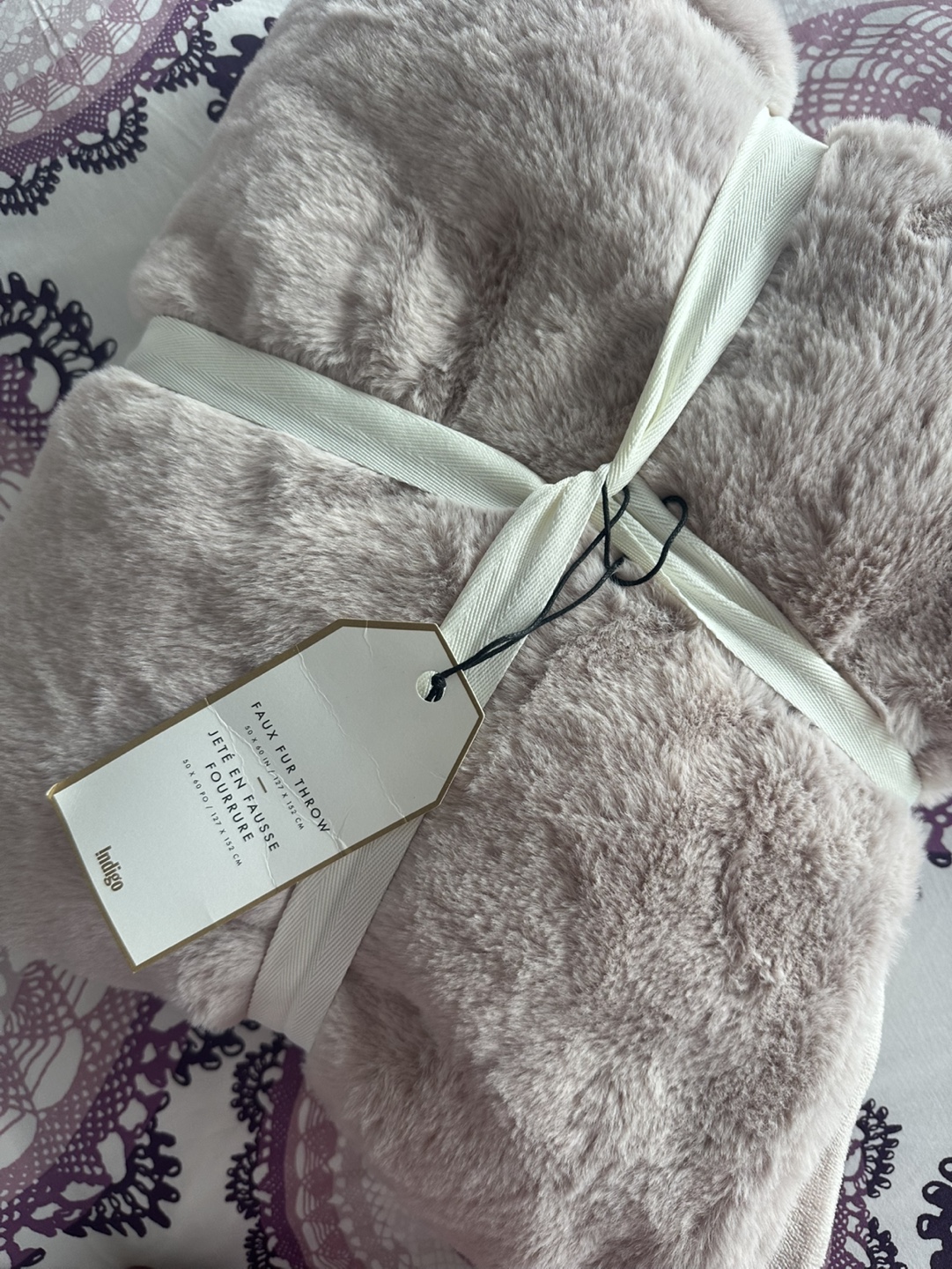 Indigo Faux Fur Throw Blanket