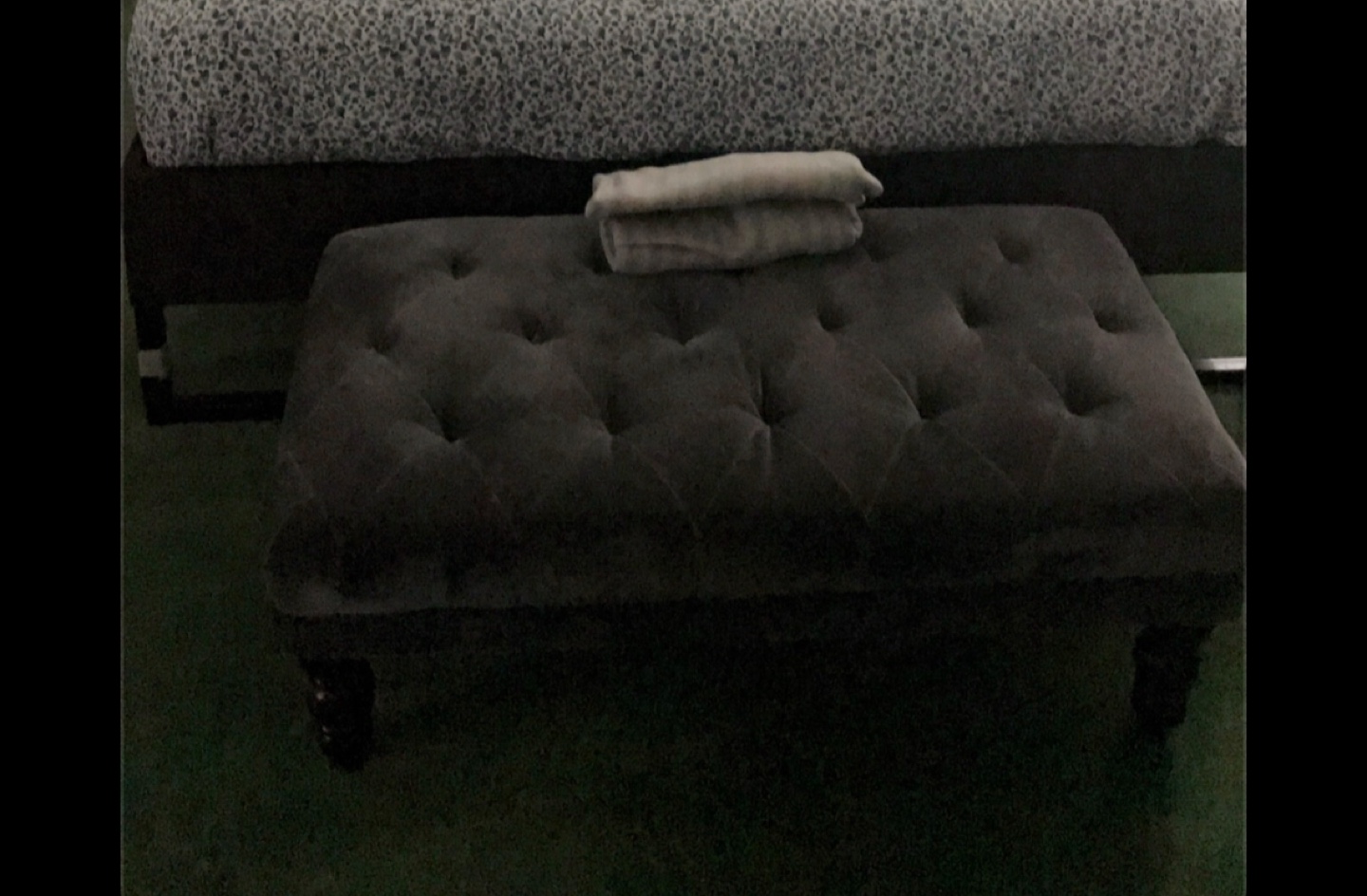 Dark Gray Velvet Upholstered Ottoman/Bench - photo 3