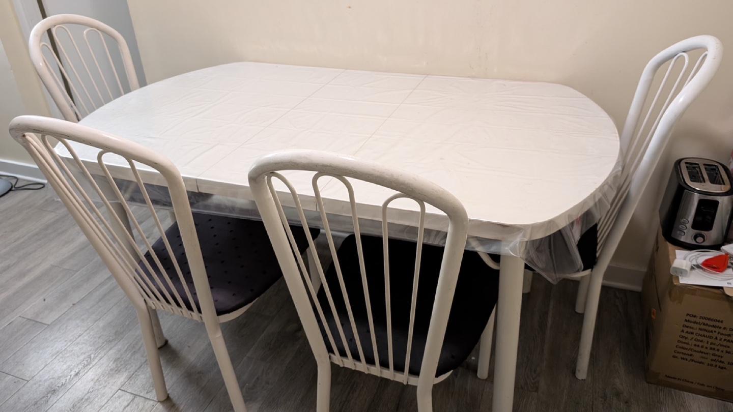 White Metal Dining Table Set with Six Chairs - photo 2