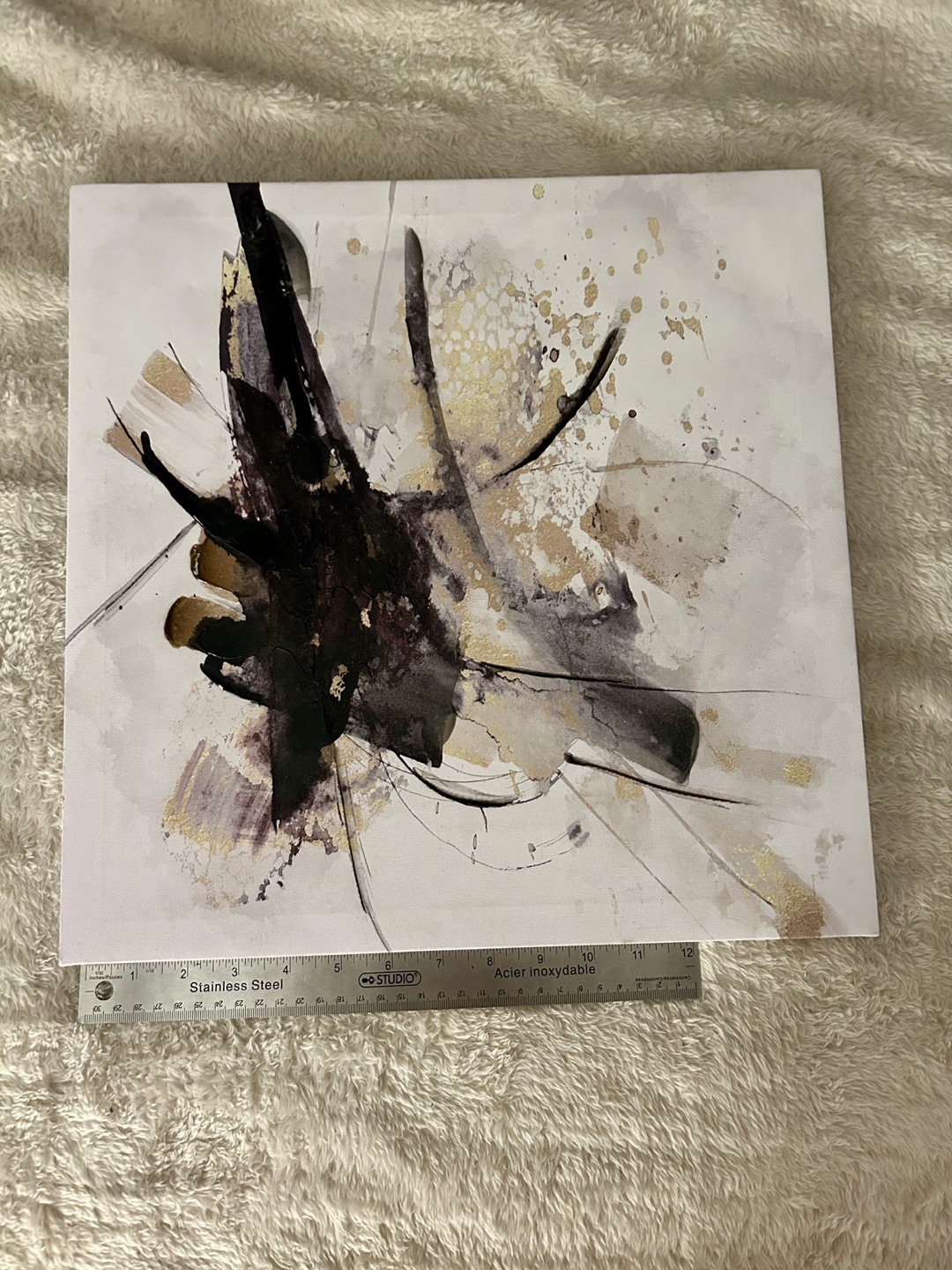 Abstract Gold and Black Canvas Wall Art - photo 2