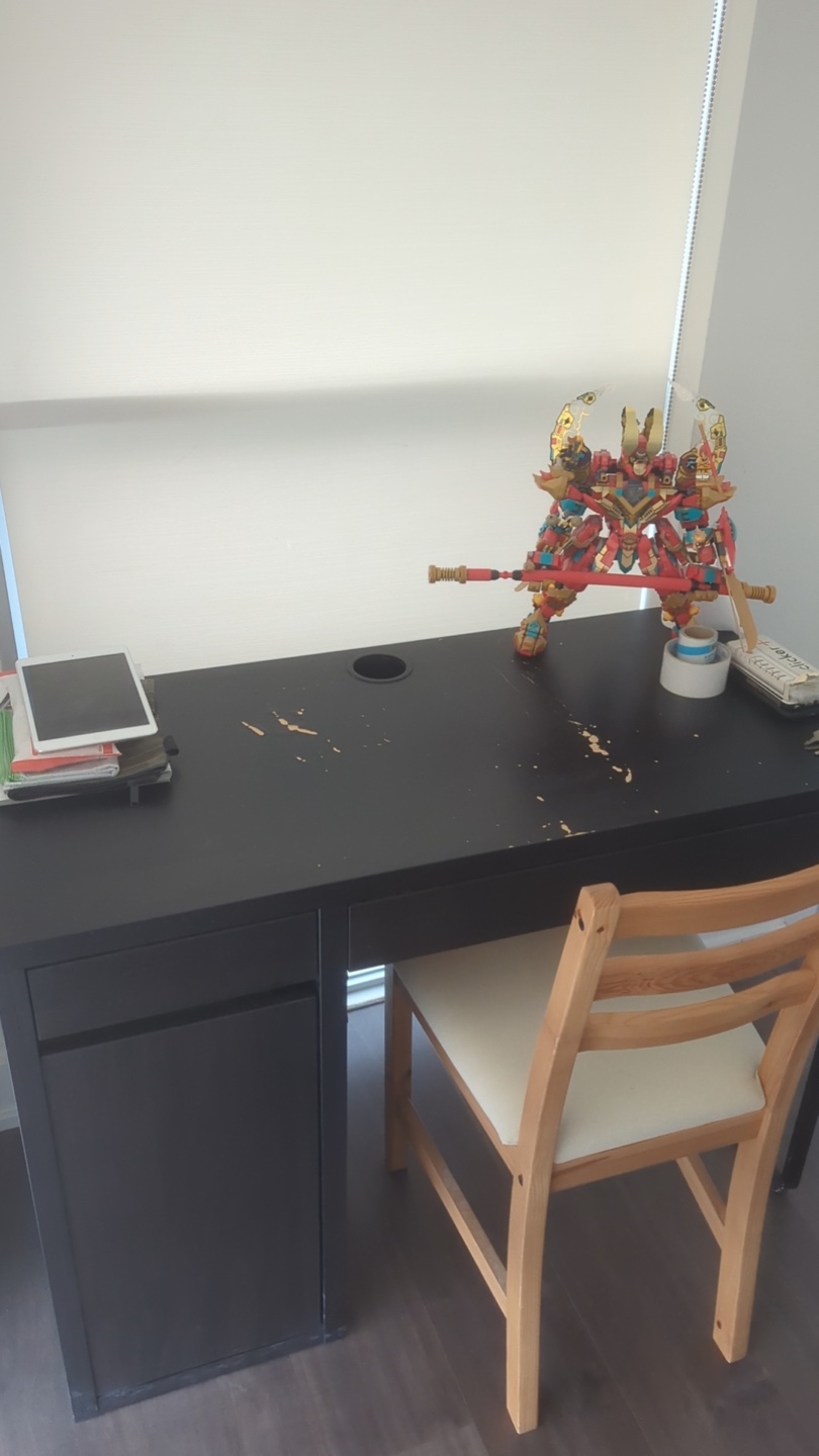Black Desk with Drawers and Chairs