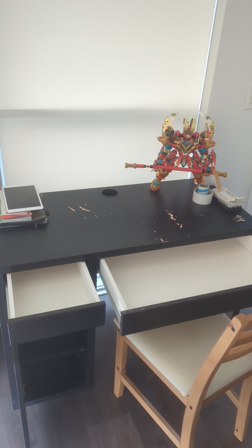 Black Desk with Drawers and Chairs - photo 2