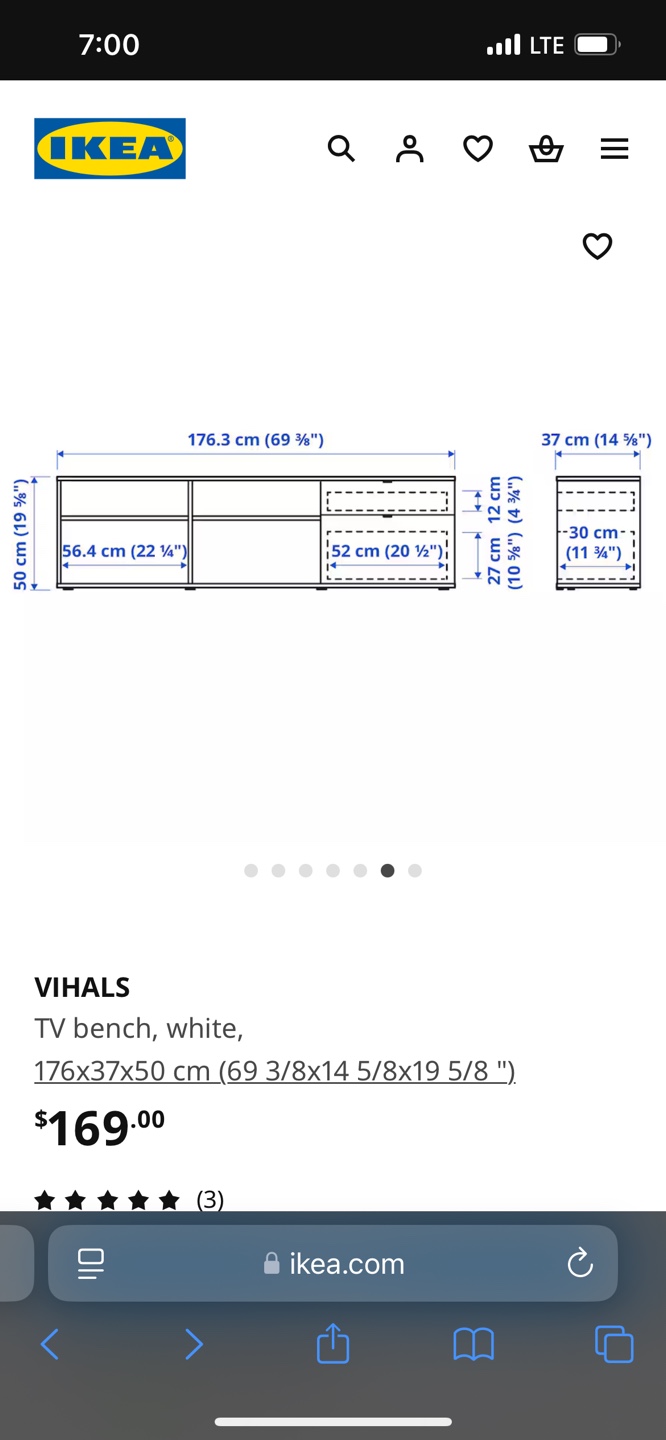 IKEA VIHALS White TV Bench - photo 4