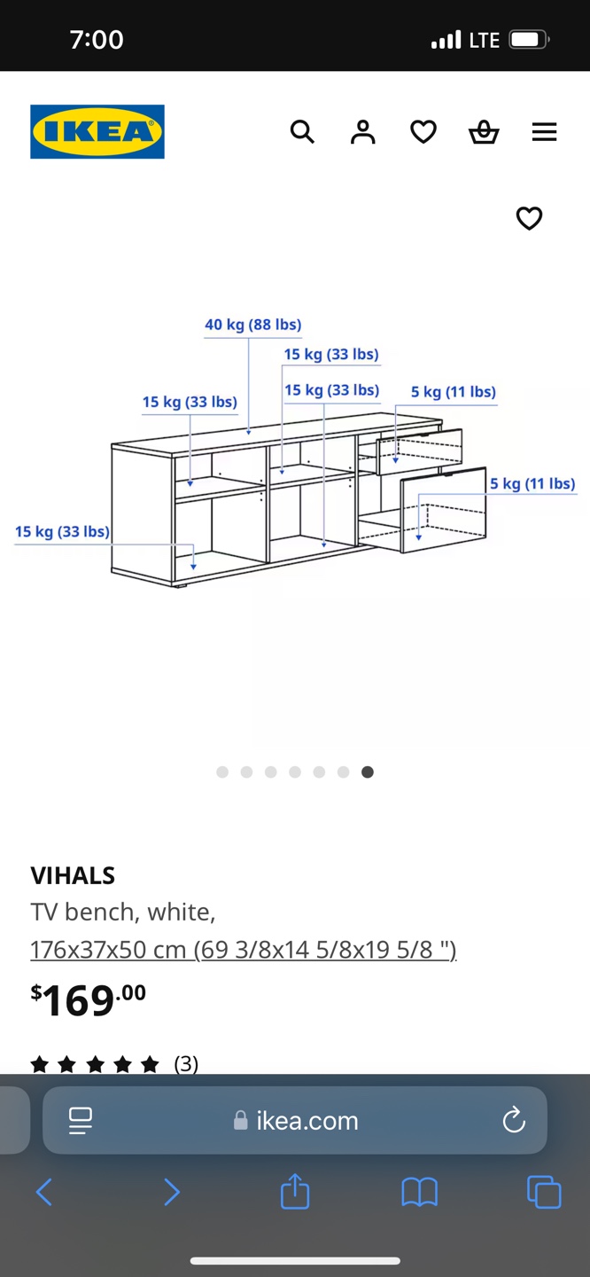 IKEA VIHALS White TV Bench - photo 5