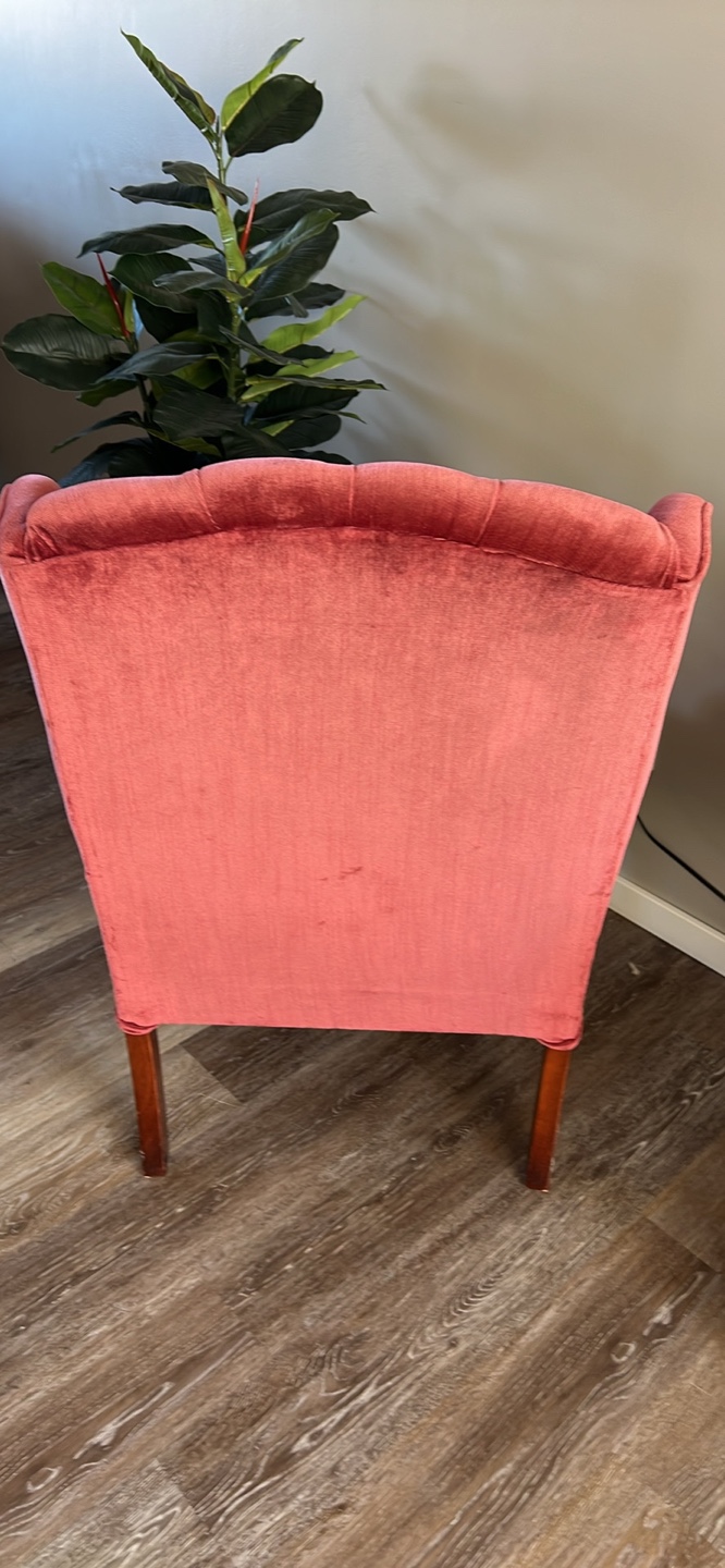 Vintage Pink Velvet Wingback Chair - photo 2