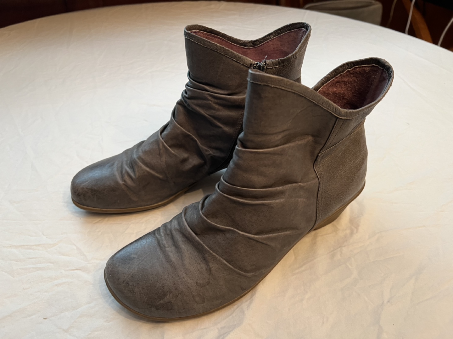 Grey Leather Ankle Boots, Canadian-Made